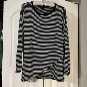 Banana Republic long sleeve navy blue and white striped shirt